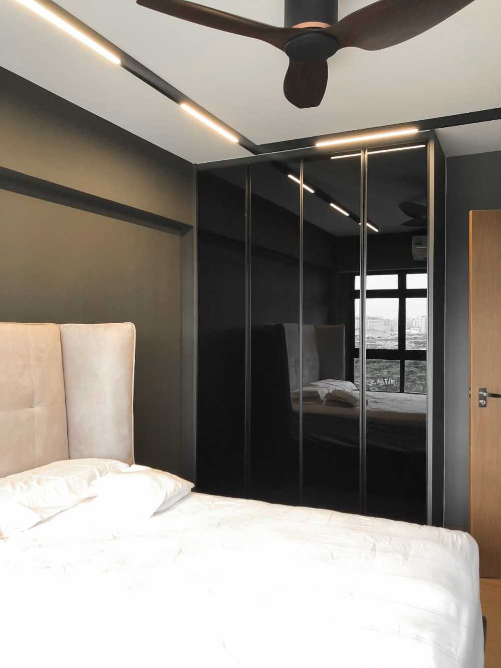 Modern Bedroom with Wardrobe and Paintings