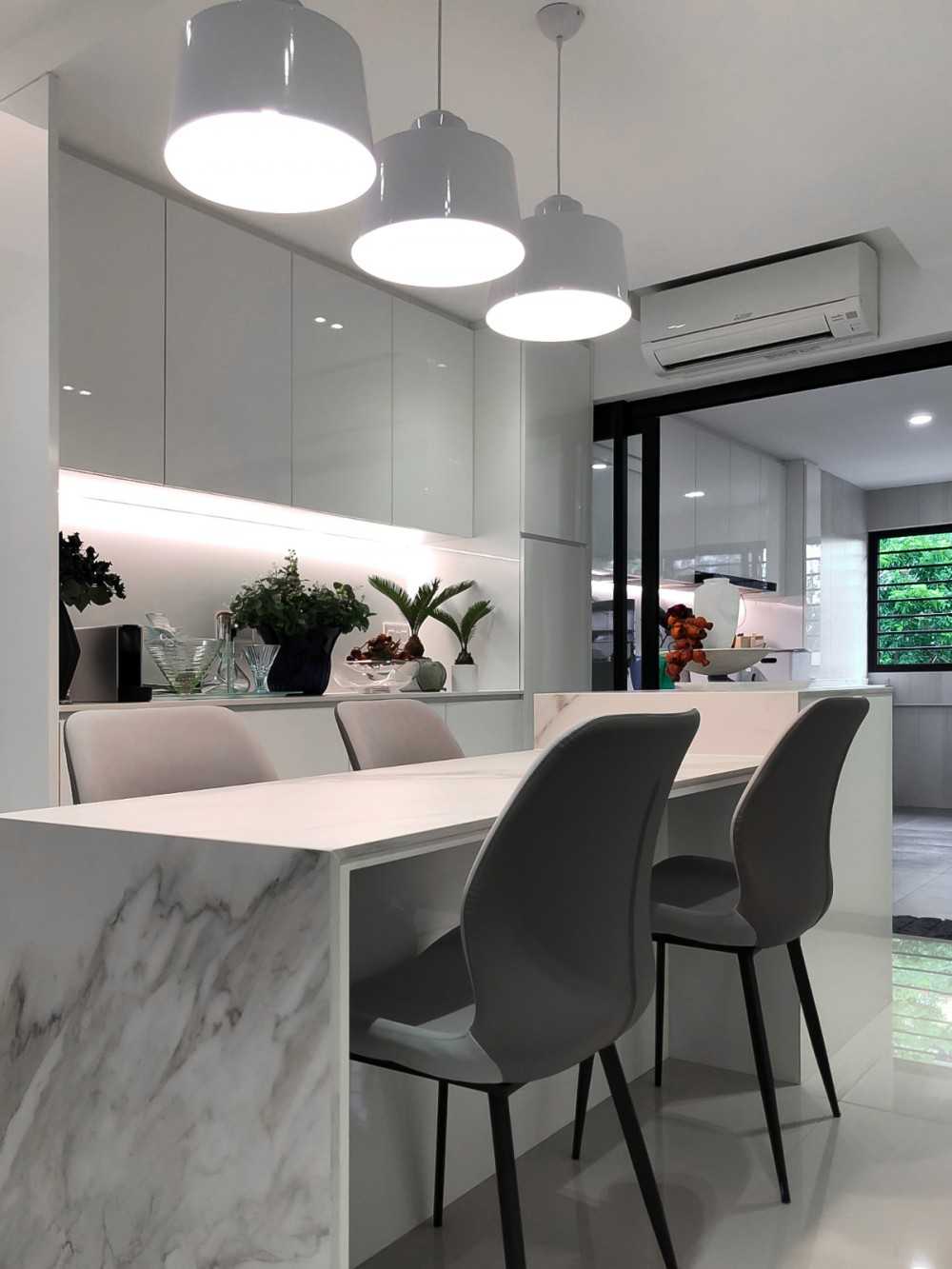 Scandinavian Dining Room with Dining Table and Sideboard