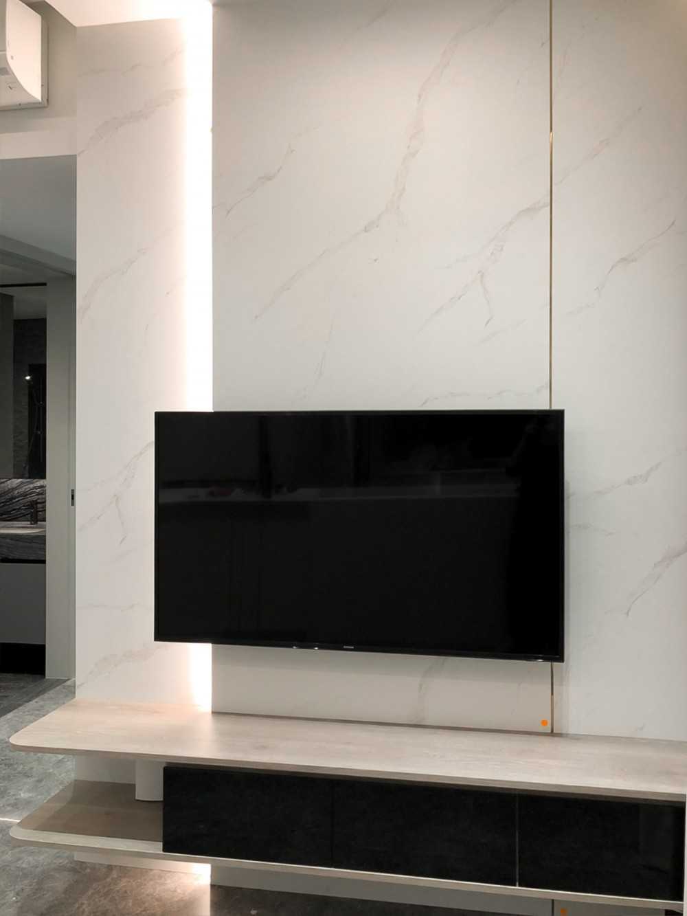 Scandinavian Living Room with TV Console and TV