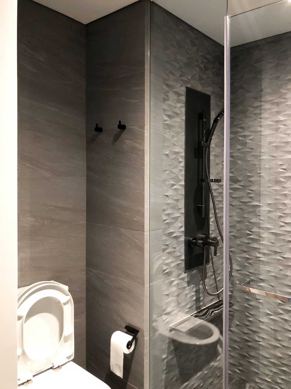 Scandinavian Bathroom with Mirror and Shower Screen