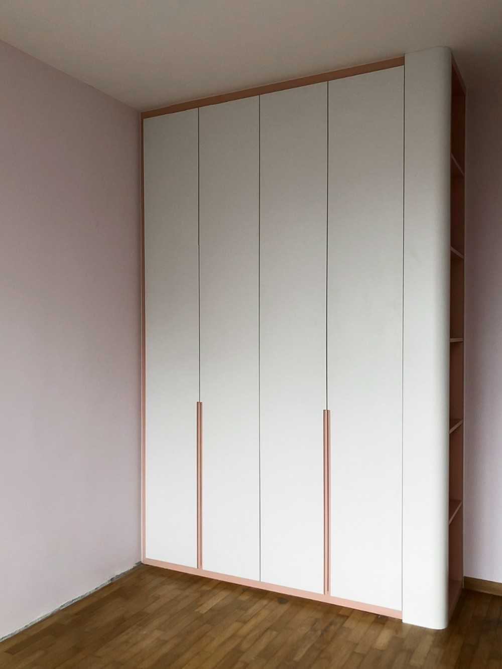 Modern Bedroom with Wardrobe and Paintings