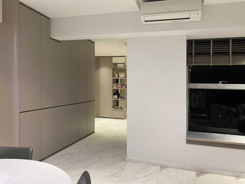 Modern Dining Room with Paintings and Storage Cabinets