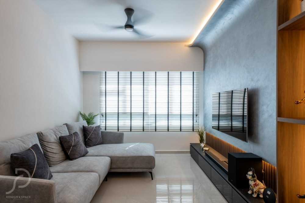 Contemporary Living Room with TV Console and Feature Wall