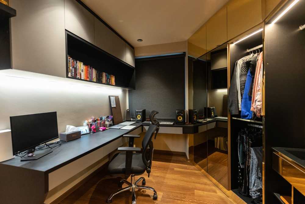 Industrial Study with Bookshelf and Desk