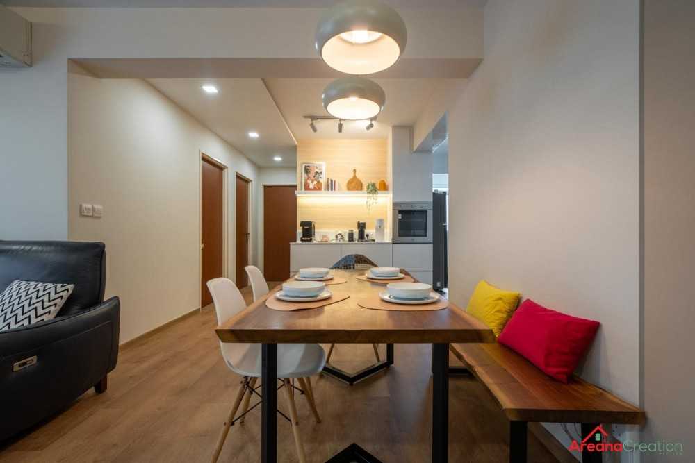 Scandinavian Dining Room with Downlights and Dining Table