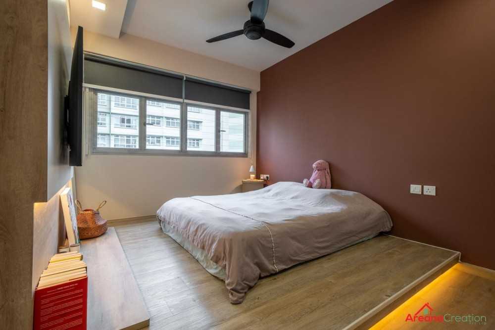 Scandinavian Bedroom with Platform Bed and Cove Lighting