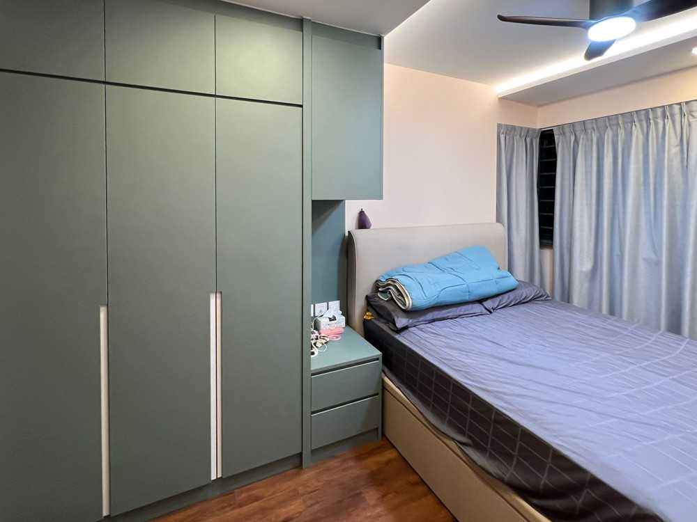 Scandinavian Bedroom with Wardrobe and Bedroom Dresser
