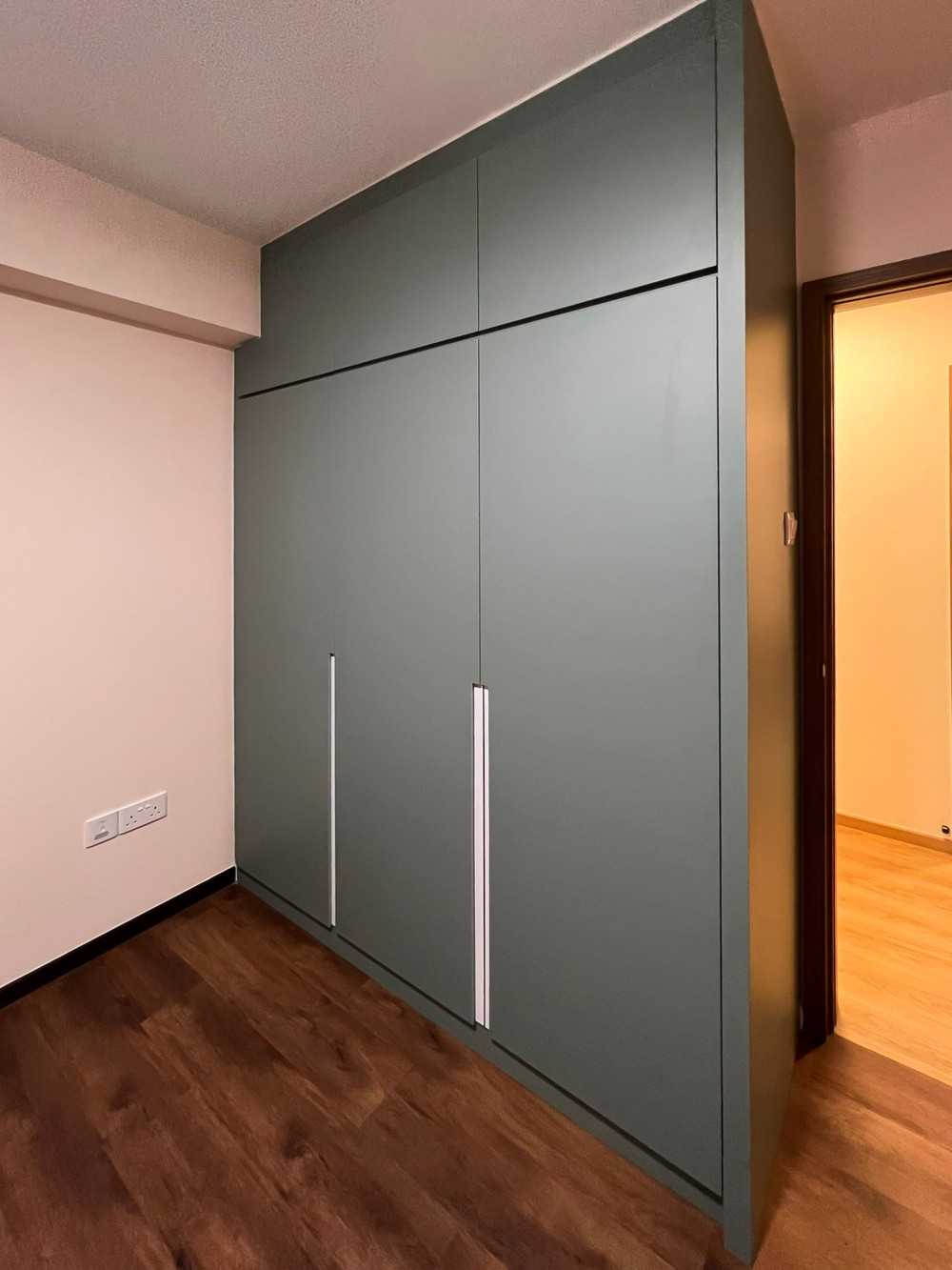 Scandinavian Bedroom with Wardrobe and Paintings
