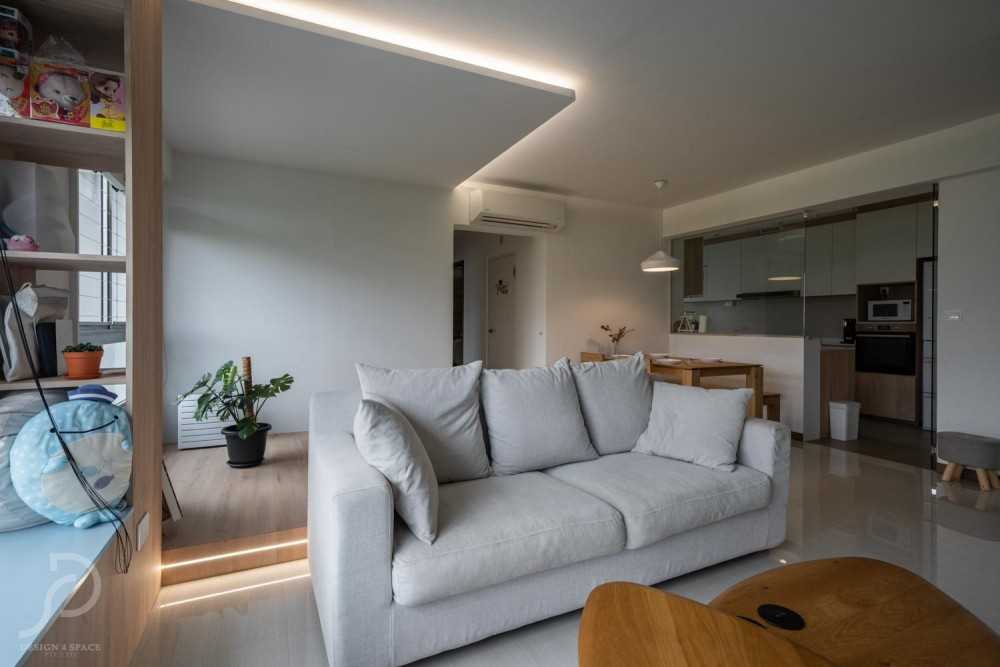 Scandinavian Living Room with Vinyl Flooring and Sofa