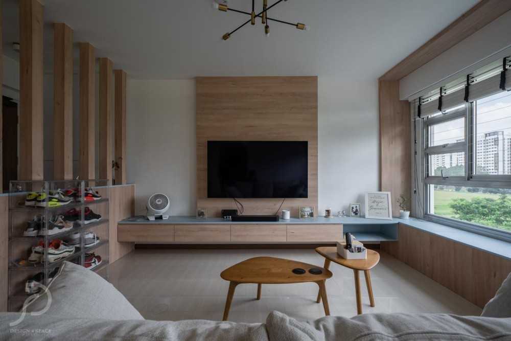 Scandinavian Living Room with TV Console and Sofa