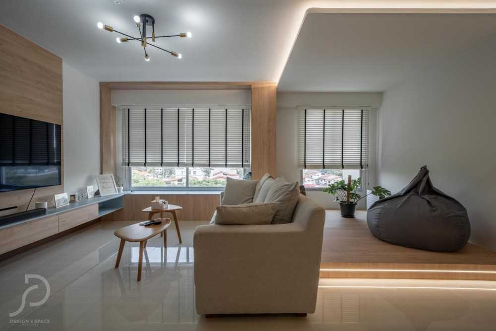 Scandinavian Living Room with Vinyl Flooring and Sofa
