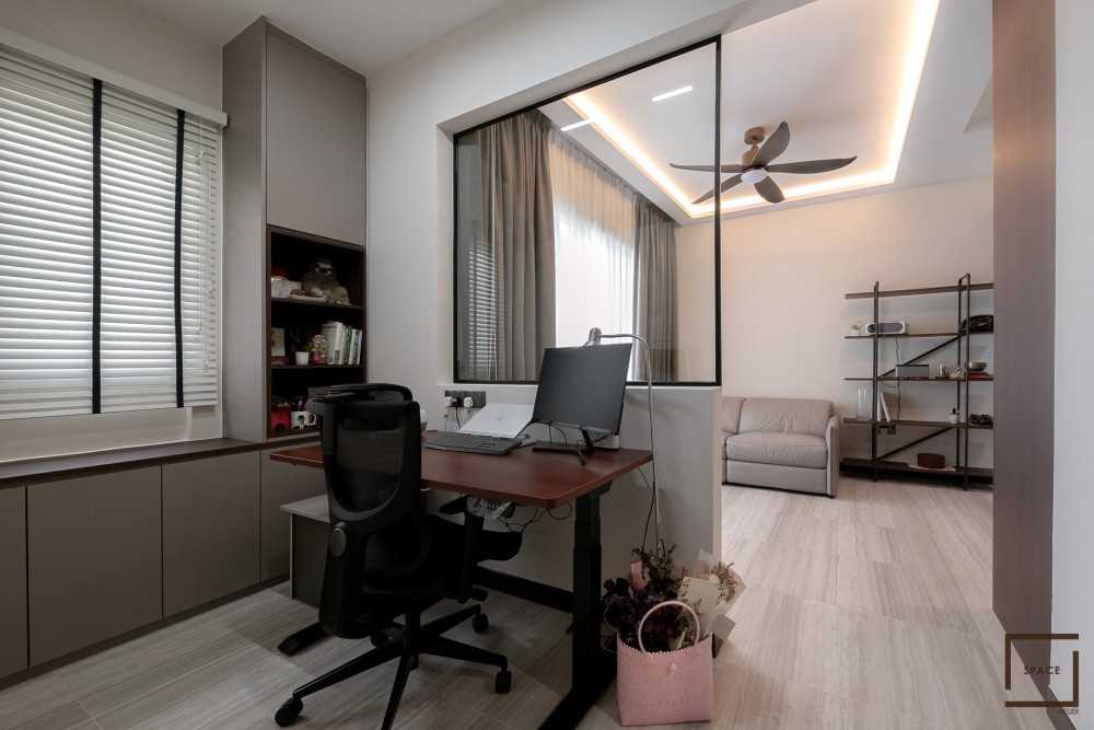 Contemporary Study with Wall Shelves and Computer Table