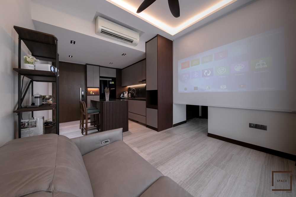 Contemporary Living Room with Vinyl Flooring and Sofa