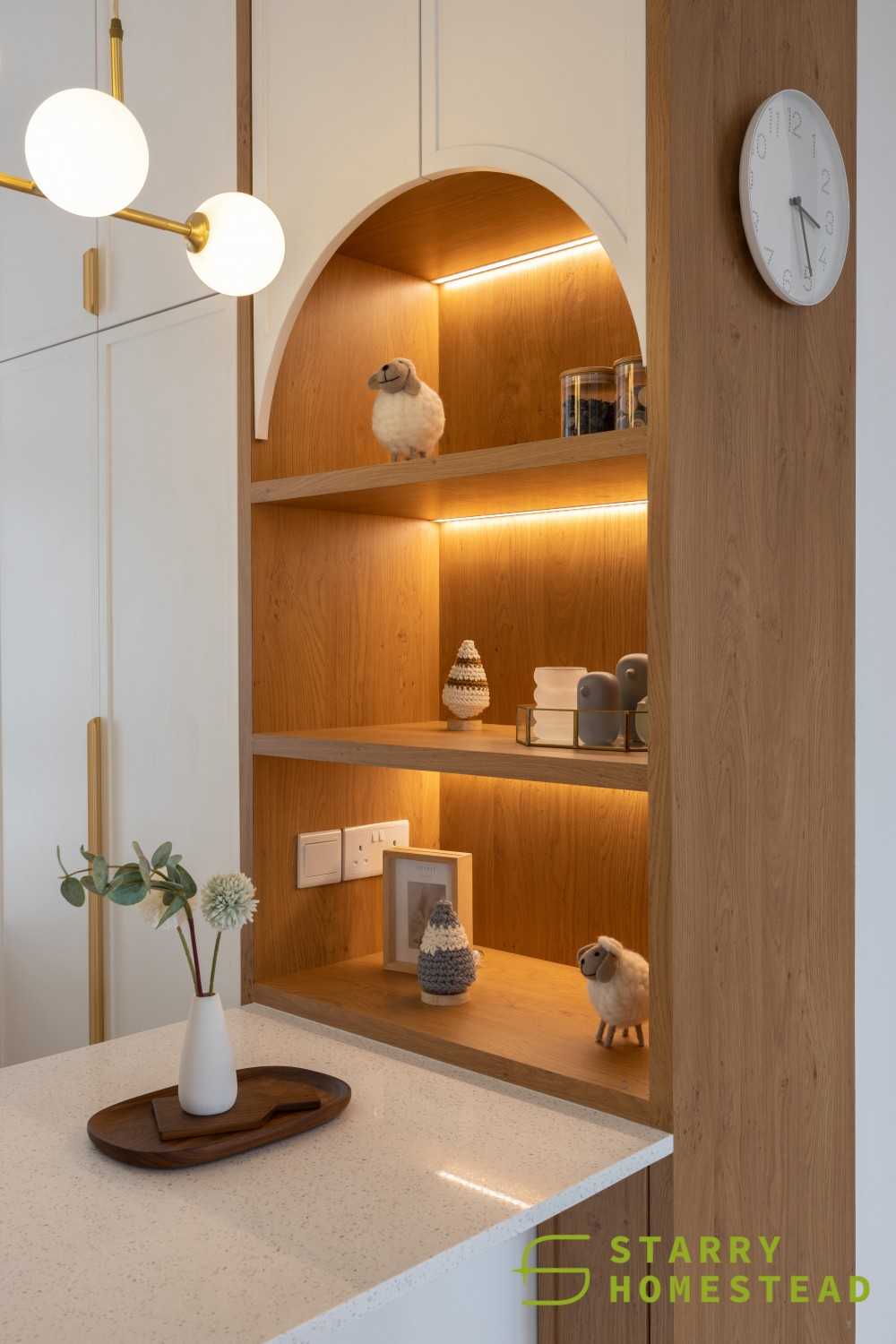 Scandinavian Dining Room with Drop Light and Display Cabinets