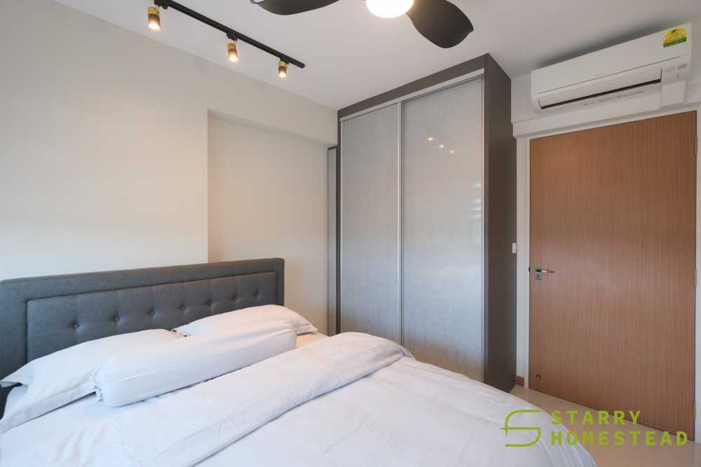 Scandinavian Bedroom with Flooring and Lighting