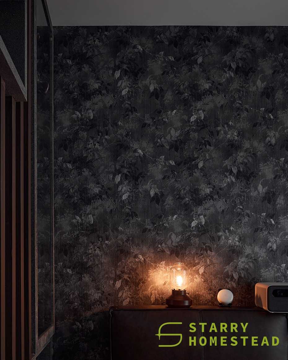 Industrial Bedroom with Wallpaper and Lamps