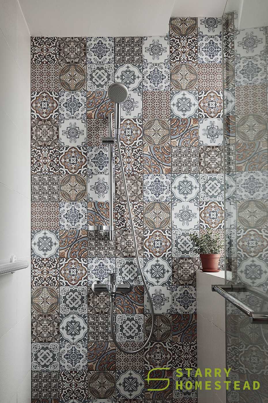 Industrial Bathroom with Bathroom Storage and Showers