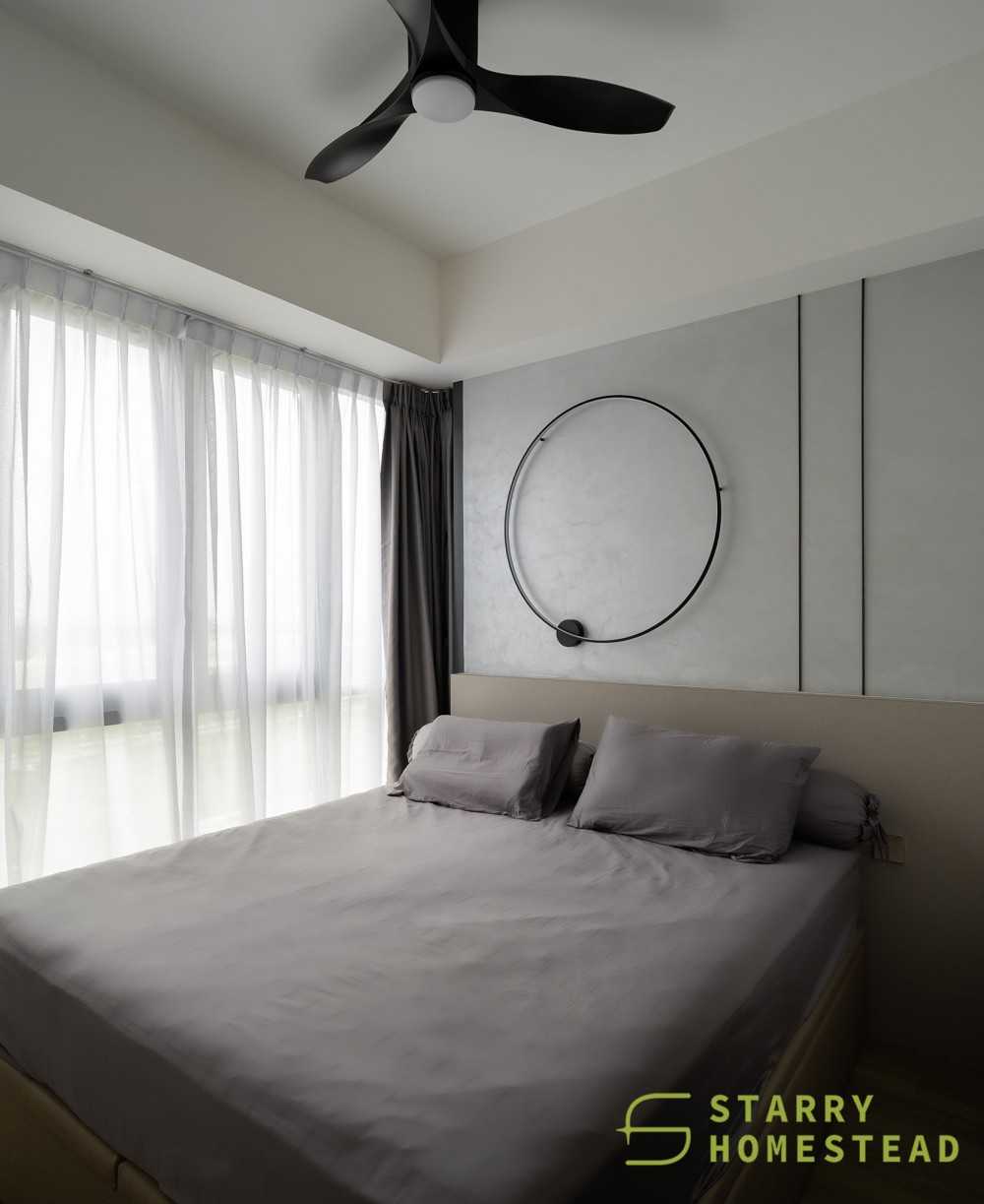 Scandinavian Bedroom with Ceiling Fan and Lighting
