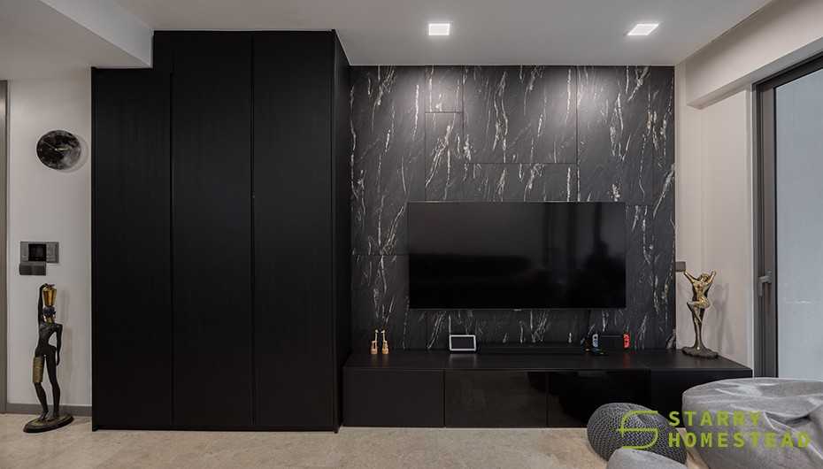 Modern Living Room with TV Console and Feature Wall