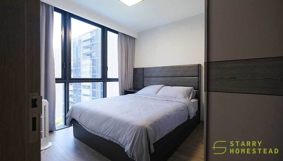 Eclectic Bedroom with Ceiling Light and Flooring