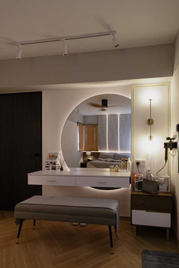 Modern Bedroom with Bedside Table and Bedroom Dresser