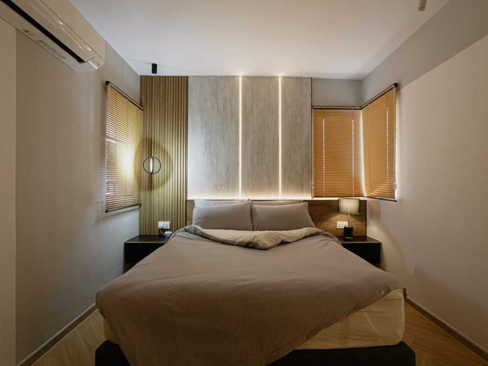 Modern Bedroom with Vinyl Flooring and Cove Lighting