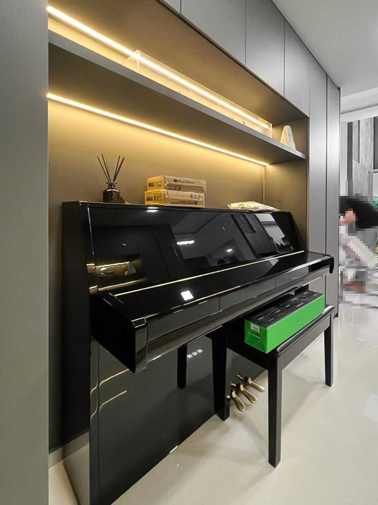 Scandinavian Foyer with Paintings and Storage Cabinets