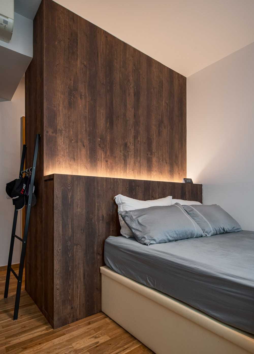 Scandinavian Bedroom with Platform Bed and Wardrobe