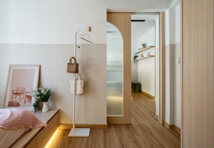 Scandinavian Bedroom with Vinyl Flooring and Single Bed