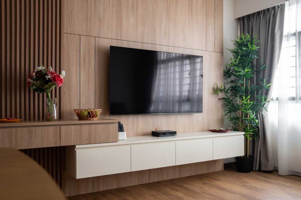 Scandinavian Living Room with Feature Wall and Sofa