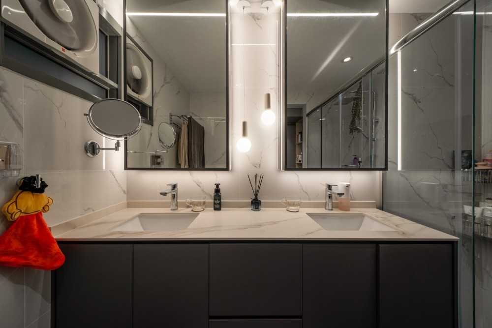 Asian Bathroom with Mirror and Bathroom Mirrors