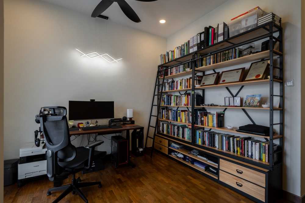 Modern Study with Drop Light and Cove Lighting