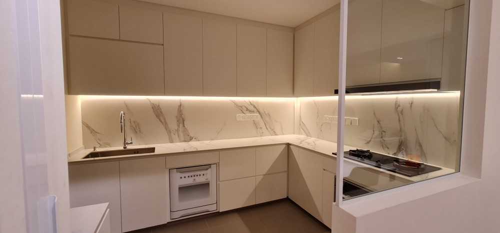 Minimalist Kitchen with Countertop and Kitchen Window