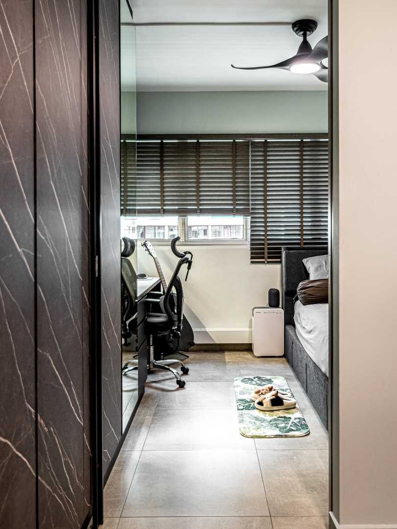 Contemporary Bedroom with Ceiling Light and Wardrobe