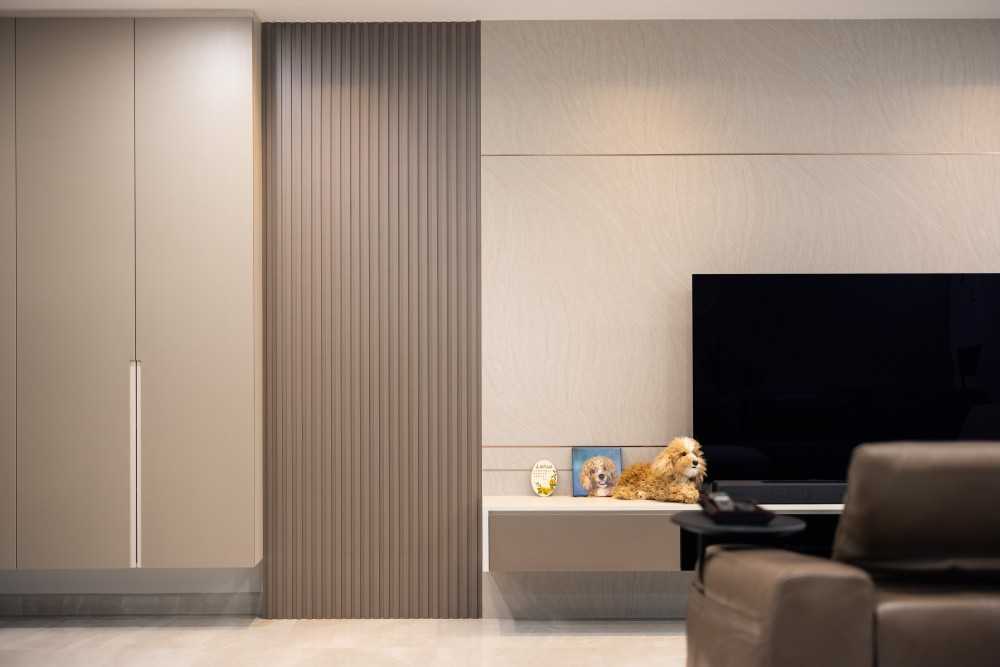 Modern Living Room with TV Console and Feature Wall