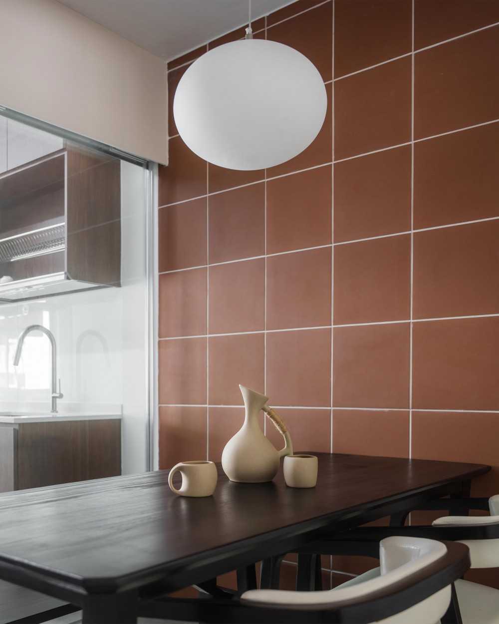 Contemporary Dining Room with Dining Table and Tableware