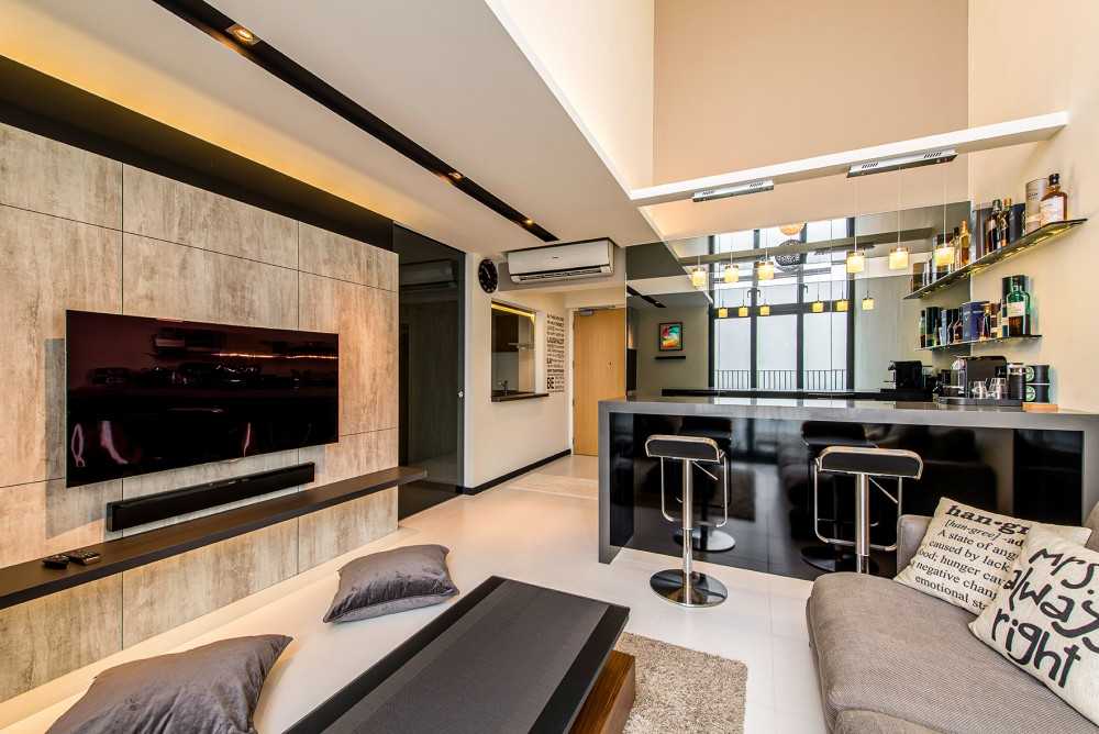 Modern Living Room with TV Console and Feature Wall