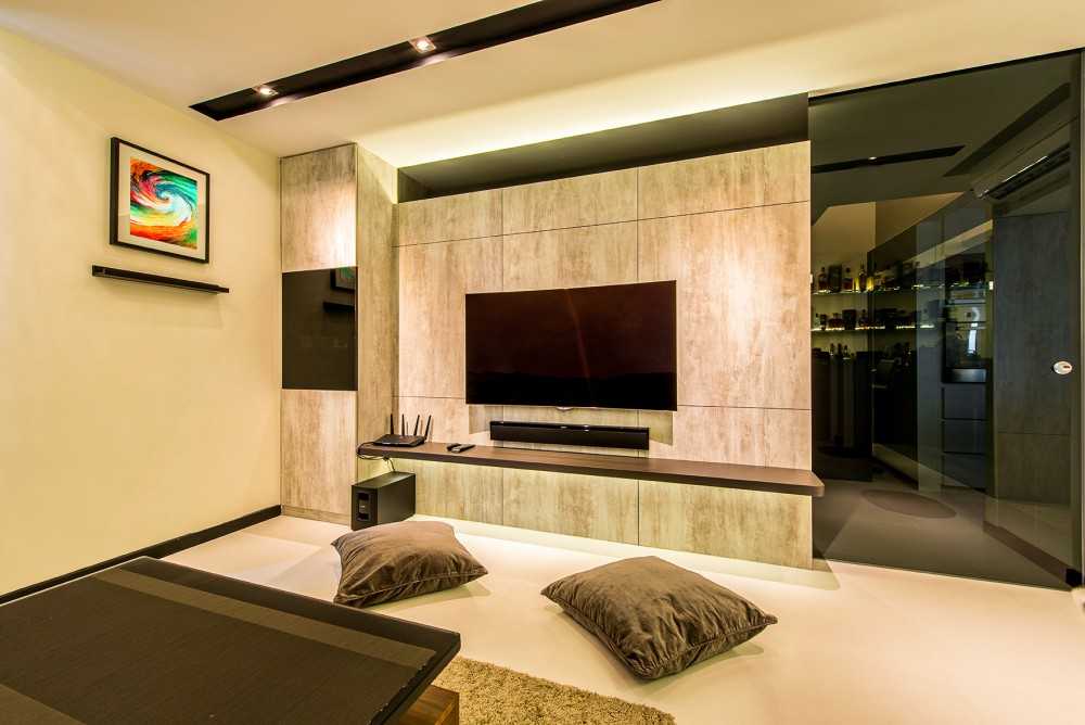 Modern Living Room with TV Console and Feature Wall