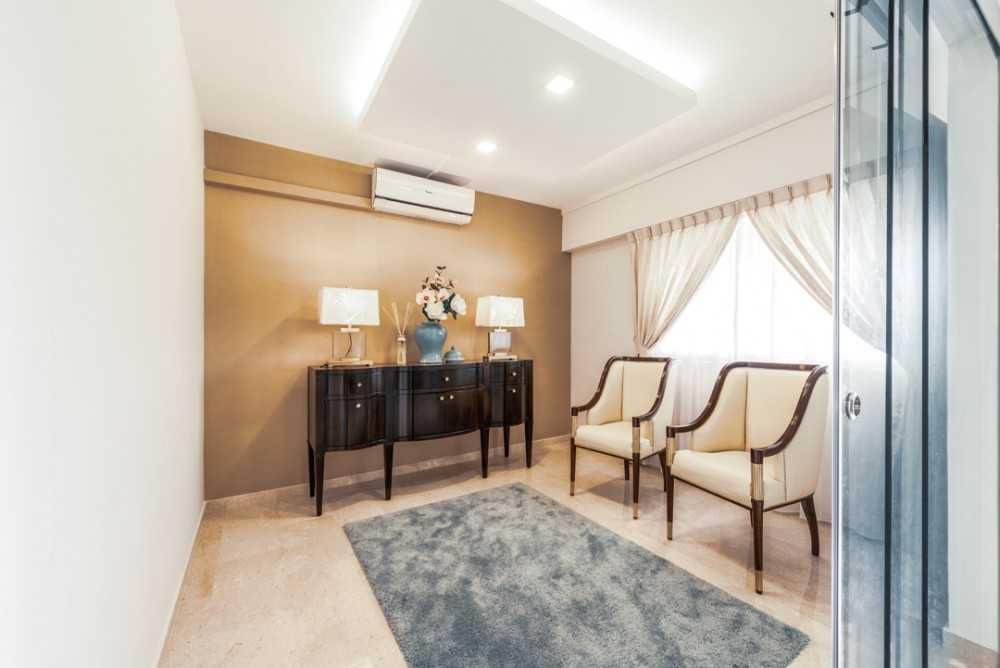 Modern Foyer with Feature Wall and Ceiling Light