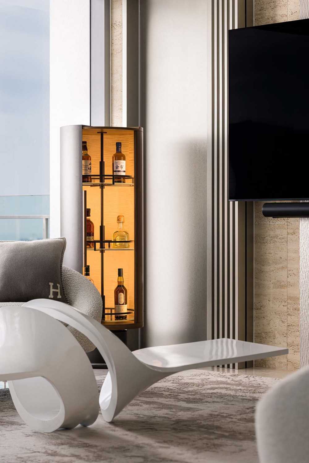Contemporary Living Room with Cove Lighting and Sofa