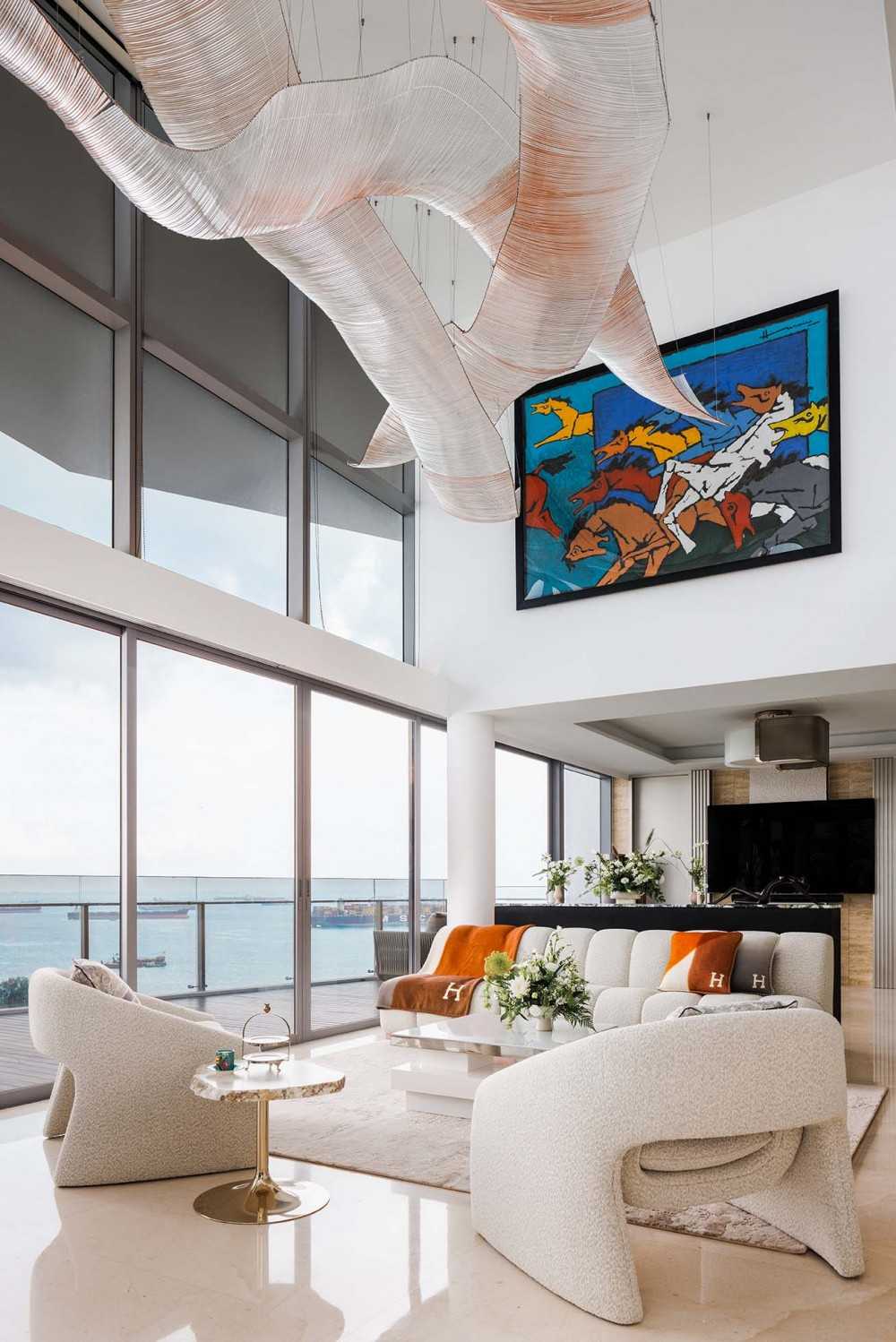 Contemporary Living Room with Sofa and Armchairs