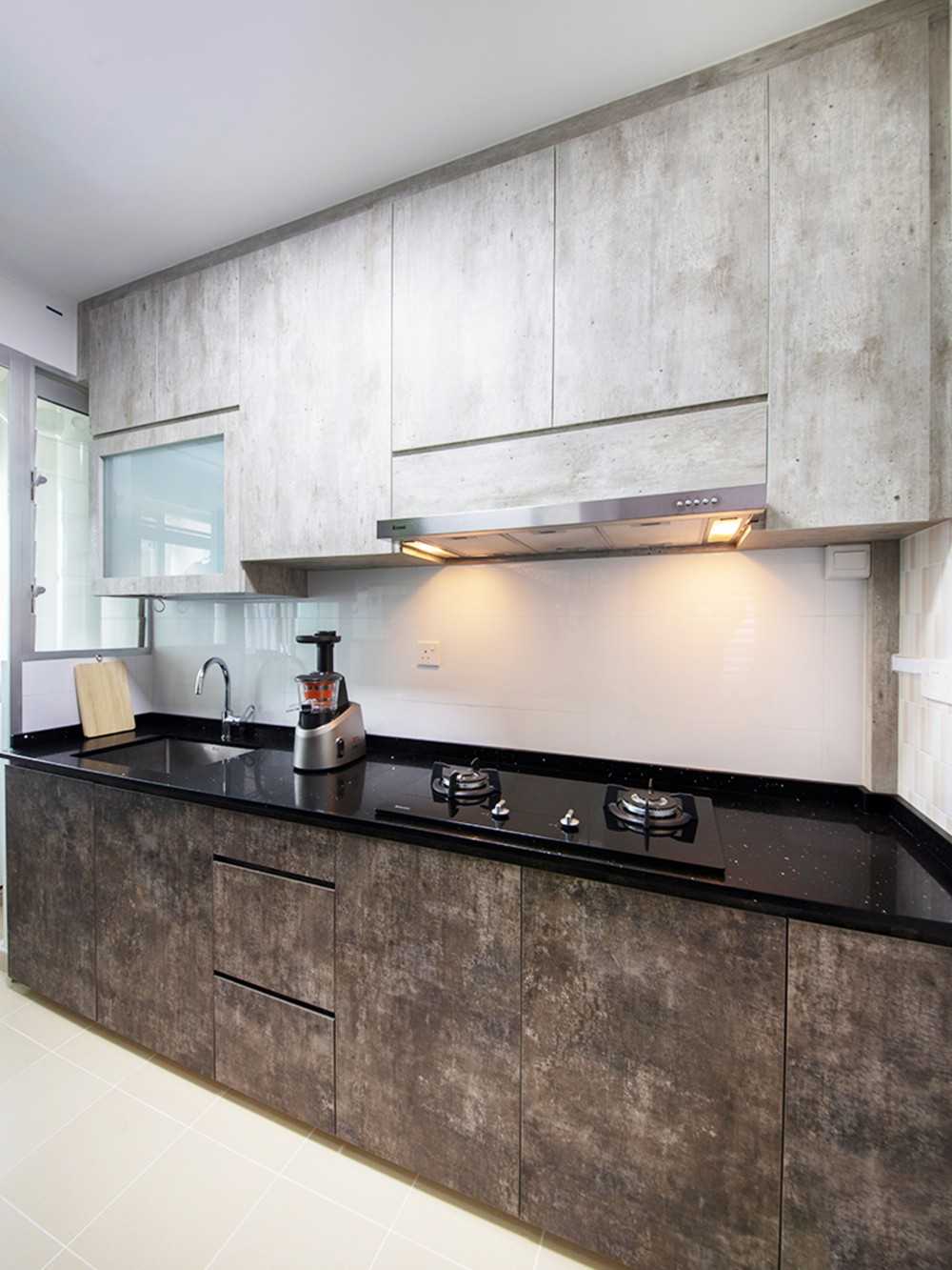 Industrial Kitchen with Countertop and Homogeneous Tiles