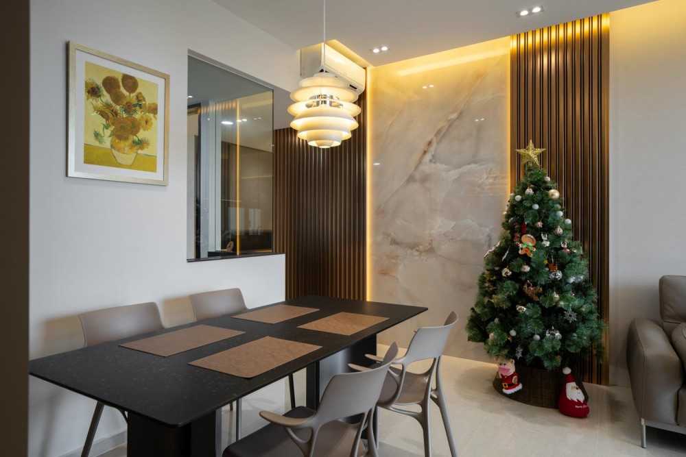 Modern Living Room with Dining Table and Dining Chairs