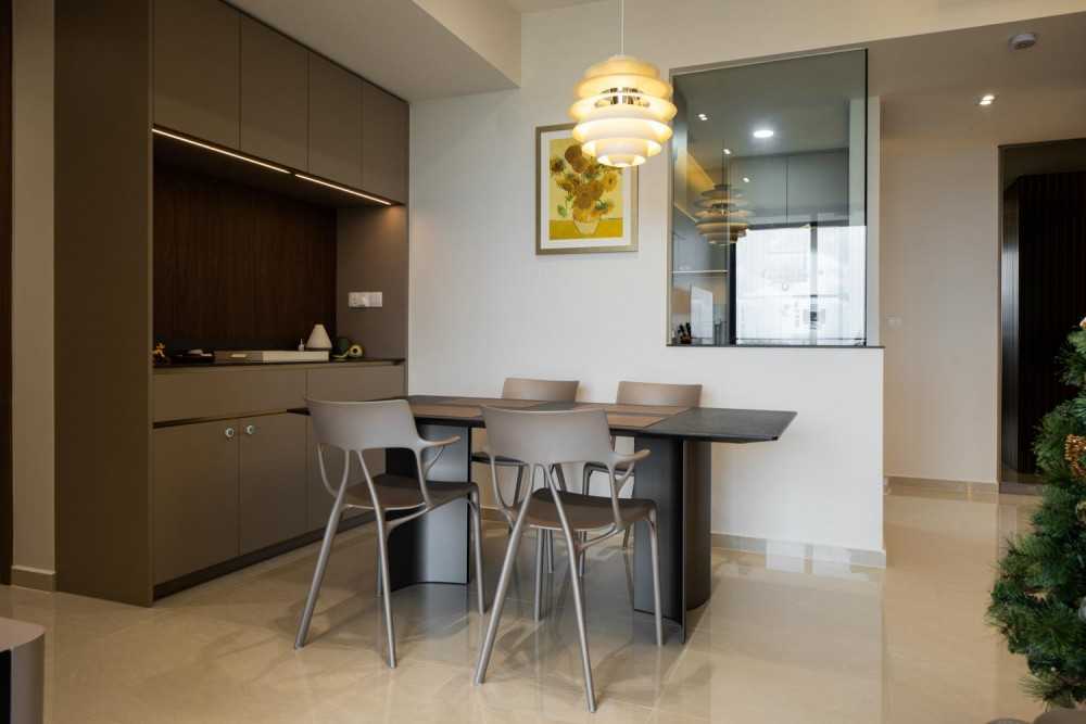 Modern Dining Room with Ceiling Light and Dining Table