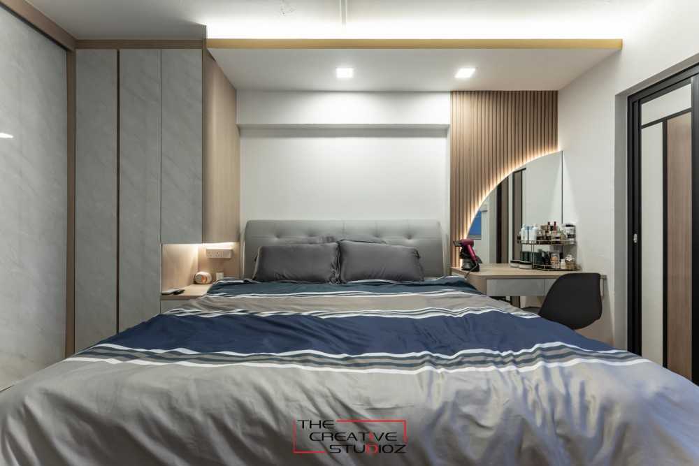 Modern Bedroom with Vinyl Flooring and Cove Lighting