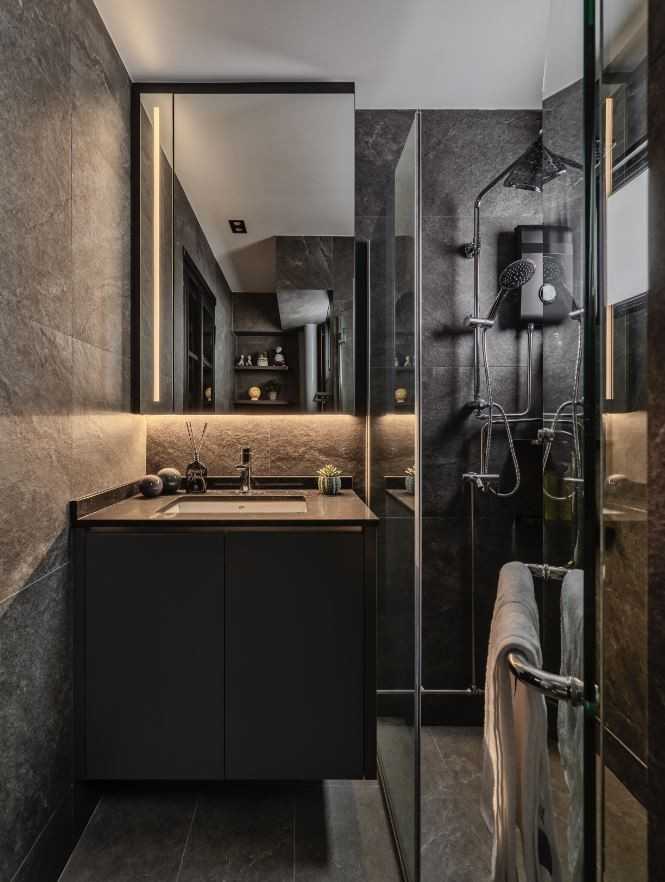 Contemporary Bathroom with Mirror and Bathroom Mirrors