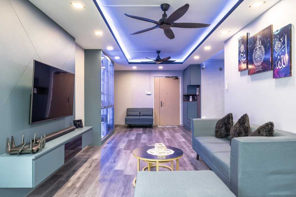 Modern Living Room with Vinyl Flooring and TV Console