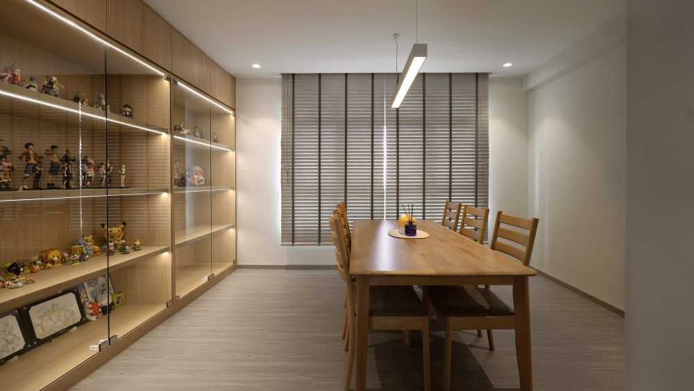 Modern Living Room with Vinyl Flooring and Display Cabinets