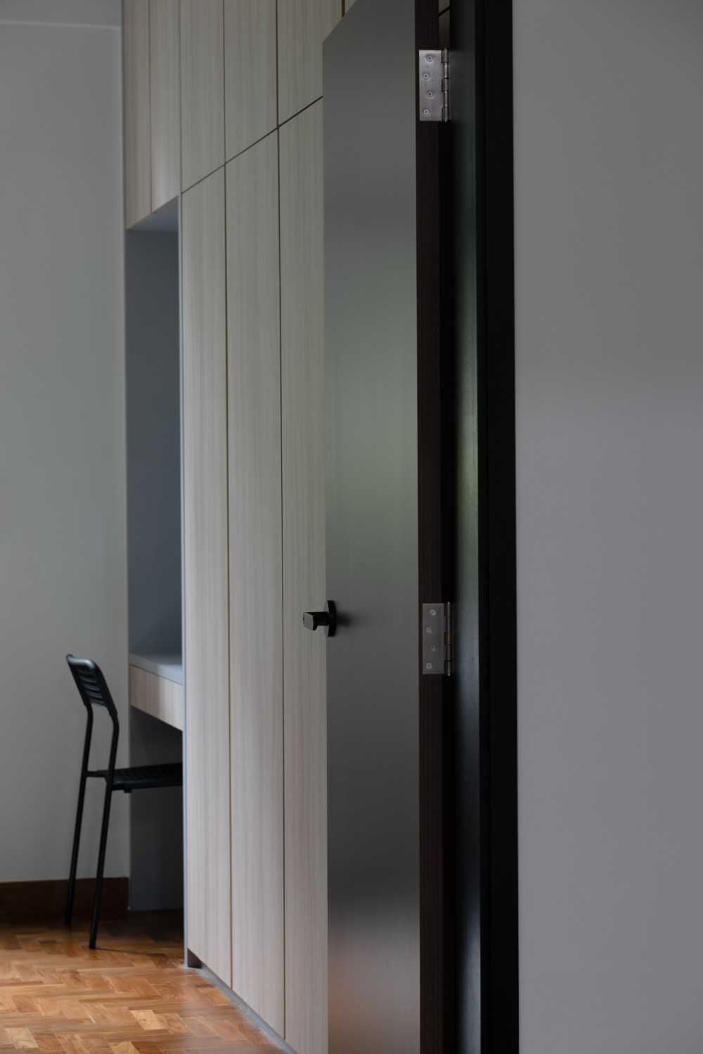 Scandinavian Workstation with Desk and Storage Cabinets