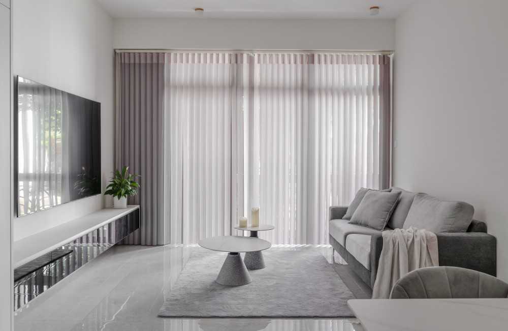 Scandinavian Living Room with TV Console and Sofa